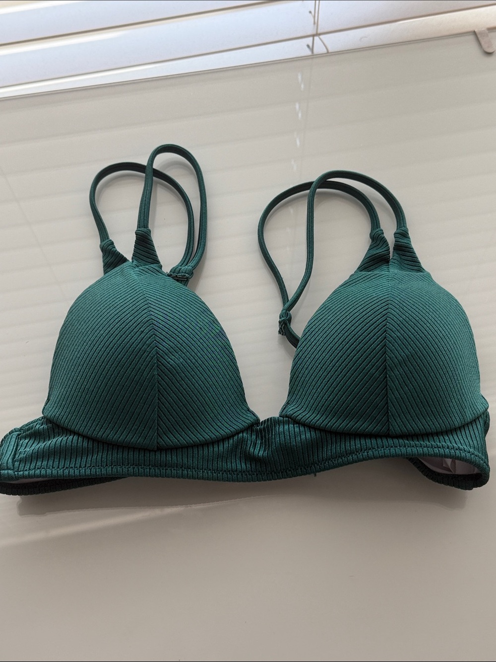 Shade & Shore Ribbed Triangle Bikini Top in Teal